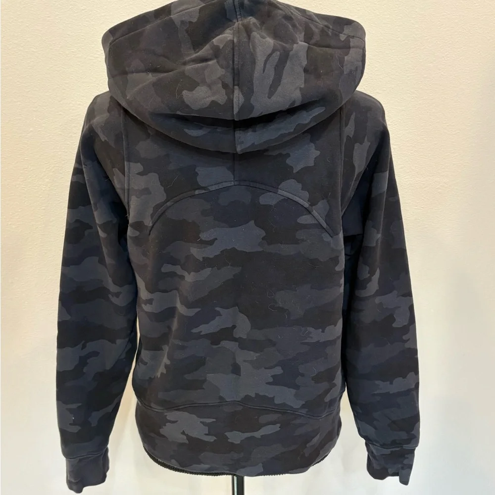 Lululemon Loungeful Hoodie Fleece Sweatshirt Heritage Camo Deep Coal Black sz 4